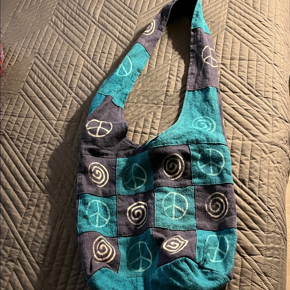 Peace  Boho Bag - Hippie-Style Peace Sign Hobo Tote